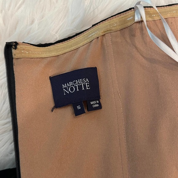 Marchesa Notte Strapless Textured Tulle Gown Corset Formal Black Tie Dress Black - Picture 14 of 16